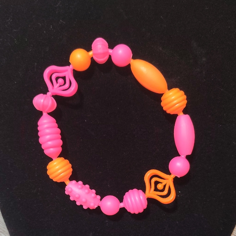 4/$12🌀🆕Vibrant Pink and Orange Pop Beaded Stress Bracelet New